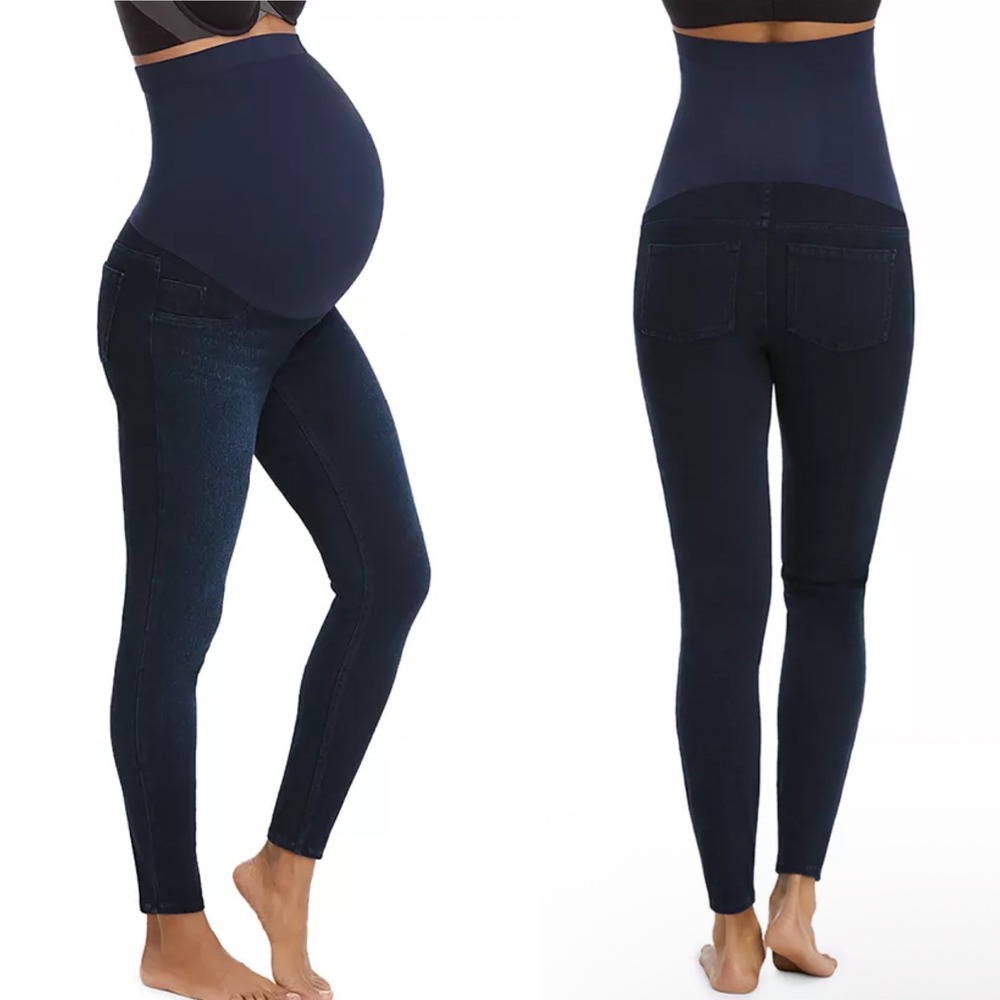 SPANX Mama Maternity Jean-ish Ankle Leggings Large Indigo Blue 20154R Jeans‎